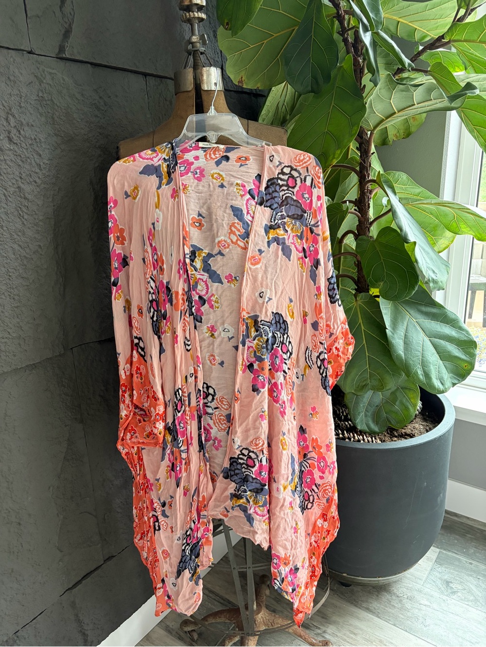 Floral Pink Boho Kimono Cardigan